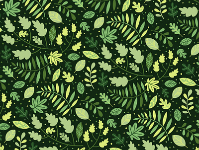 Falling Leaves (dark version) digital art digital arts digital illustration graphic design greenery illustration leaf leaves nature pattern pattern design seamless pattern surface pattern