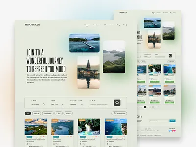 Trip.picker Open Trip Website | UI/UX Design adventure agency booking booking app open trip outdoor tour tour booking tourist travel travel agency travel landing page travel web design traveling trip ui vacation web web design web travel