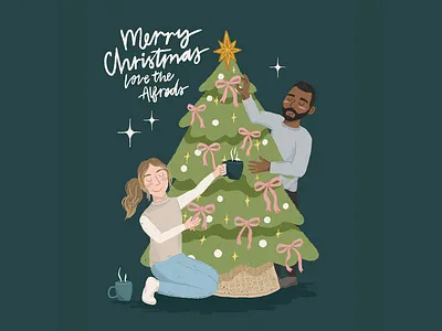 Our Christmas Card - 2024 bows christmas christmas card couples card cozy family feminine flat deisgn greeting card illustration merry christmas procreate