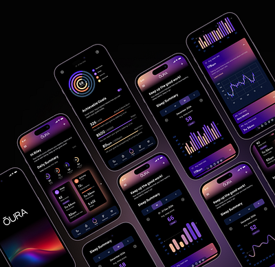 OURA iOS App | UI Mobile Screens app branding data visualization design graphic design icon illustration logo ouraring product design style guide typography ui ux vector