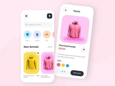 E-Commerce - Mobile App app creative ui dailyui e commerce e commerce app e commerce design minimal design mobile design mobile ul onlineshop popular design popular shot shop shopping page uiux design user interface