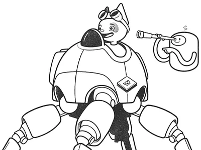 details / wappalyzer android black and white cartoon cat character design comic design illustration line mech minimal monochrome procreate product design robot ui ux web design