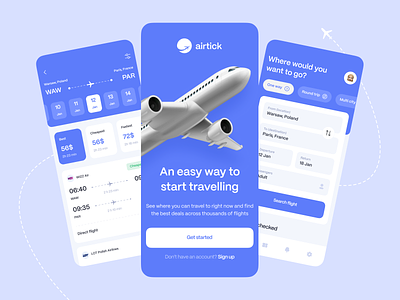 Airtick ✈️ — Mobile app app application booking design fireart fireart studio flight flights mobile mobile app plane tickets ui ui design user experience user interface ux