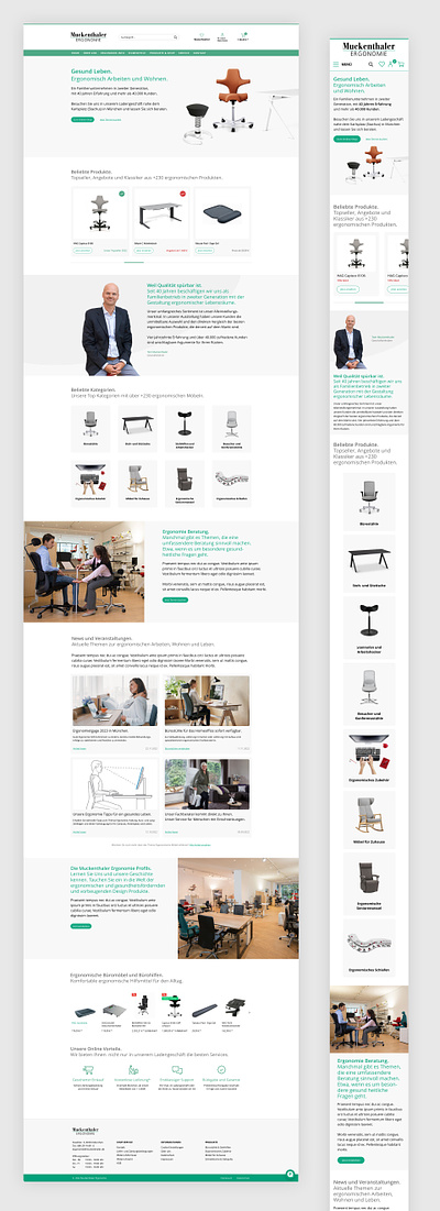 Muckenthaler Online Shop for ergonomic office and home furniture e commerce online shop responsive ux design