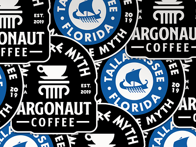 Argonaut Coffee - Sticker Designs argonaut branding coffee coffee shop florida graphic design greek sticker design