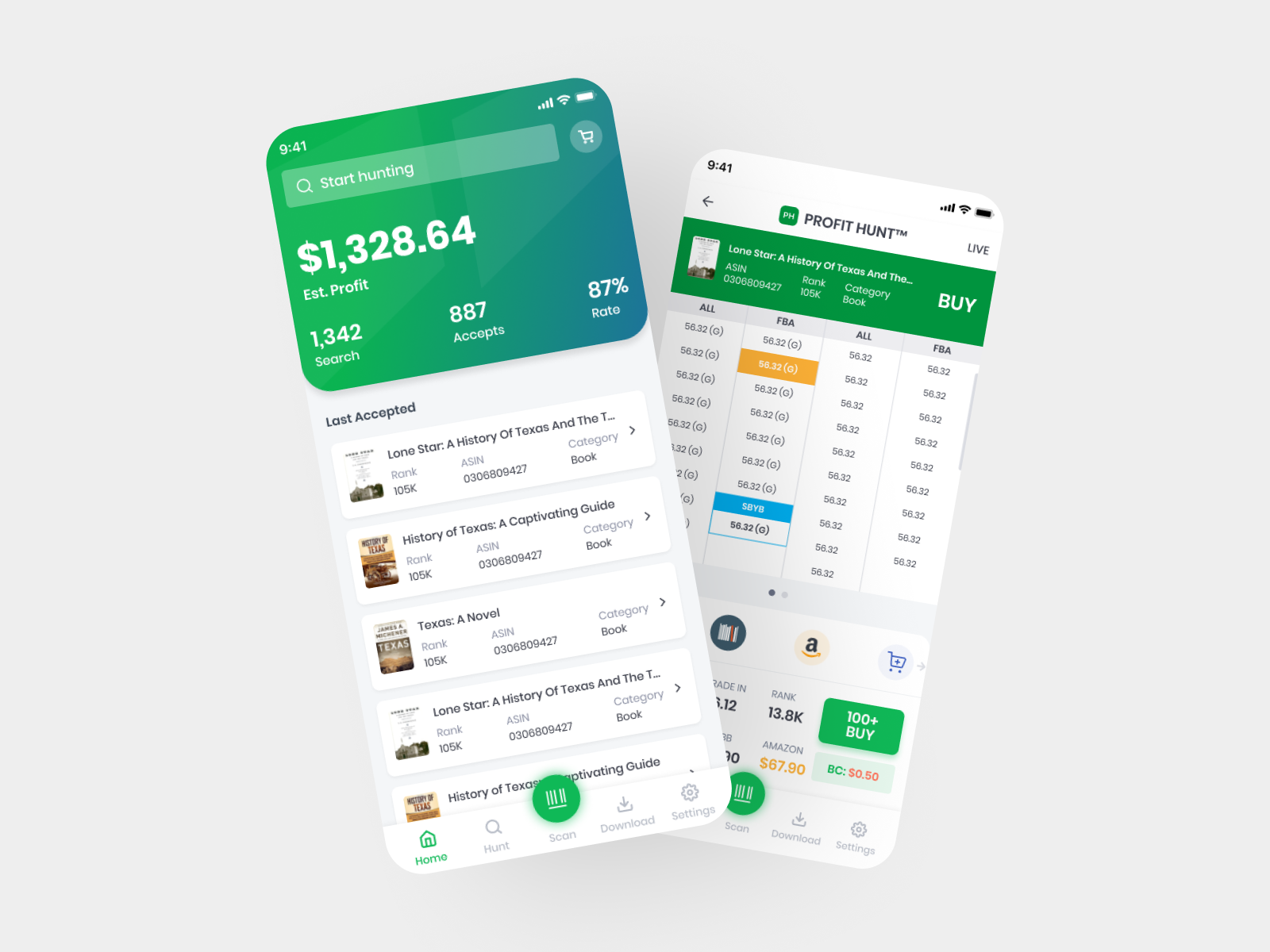 Amazon FBA Scout Mobile UI amazon amazon fba amazon fba scout fba fba scout home settings ui