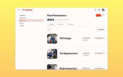 Webapp with Track and manage your fleet's repairs in real time cargo delivery design fleet freight fuel maintenance management oil repair shipping truck ui webapp