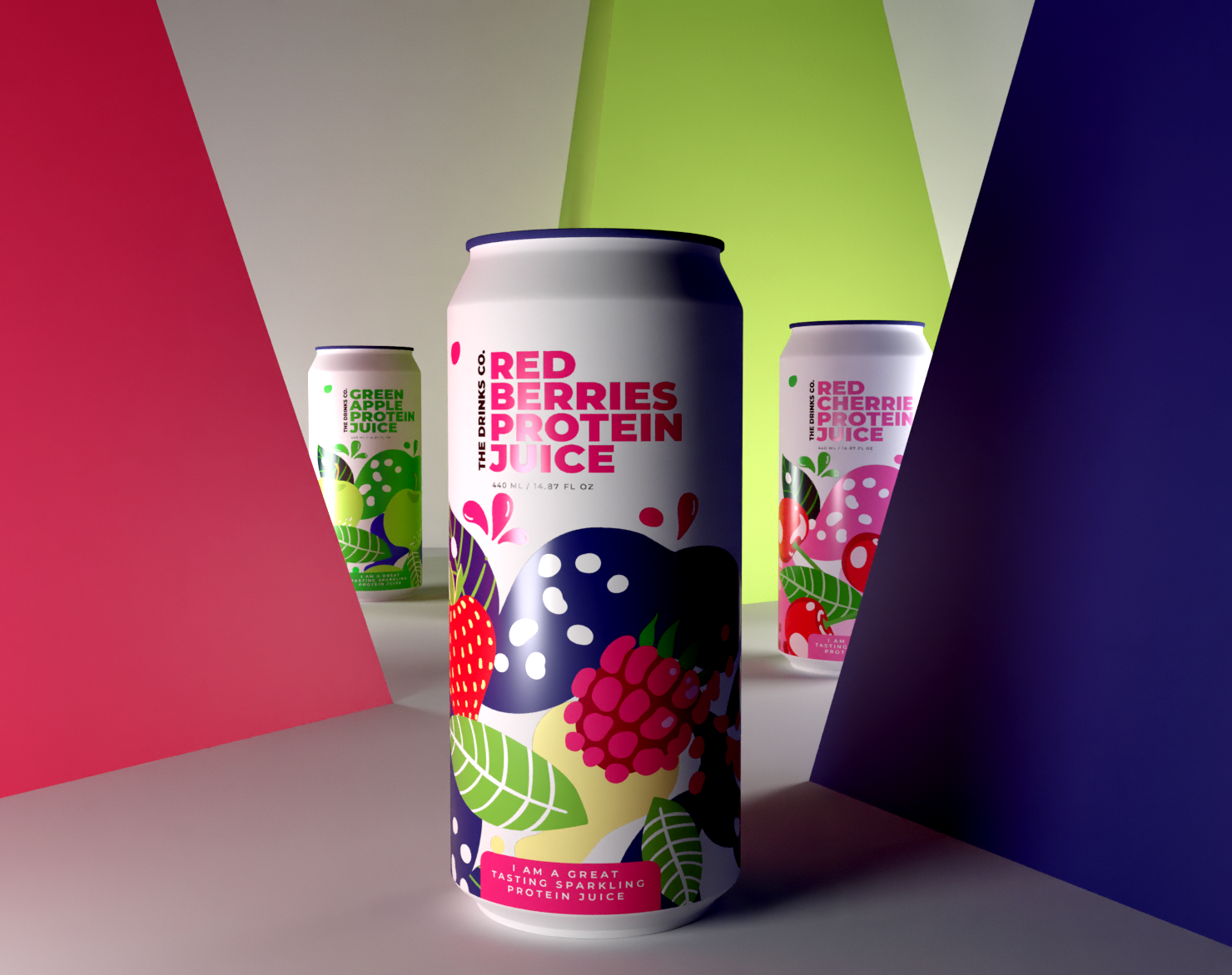 Healthy Fruit Protein Drink Packaging Design - RED BERRY | APPLE 3d a apple berries beverage brand branding design drink fruit graphic design illustration label logo packaging packaging design red vector