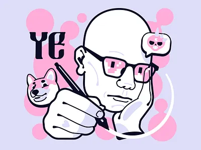 Yehor artist brawlstars character design flat illustration portrait shiba inu stolz