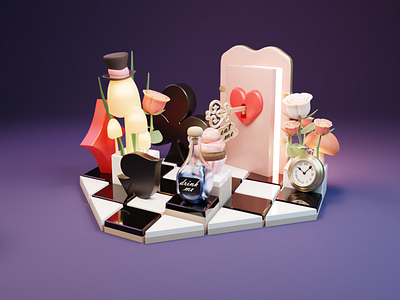 Alice 3d alice aliceinwonderland blender illustration lowpoly