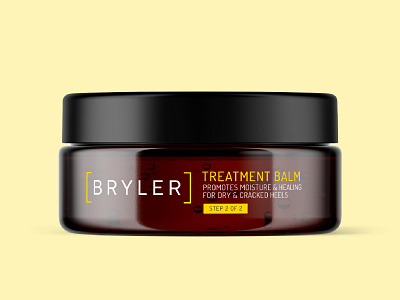 Treatment Balm Packaging Label Design - Cosmetic Amber Glass Jar 3d amber balm bottle branding brown cosmetic cream design glass graphic design illustration jar label logo lotion packaging rendering vector yellow