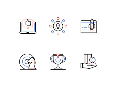 Business and management line icons business design icon line management outline style vector victory workflow