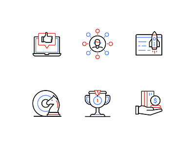 Business and management line icons business design icon line management outline style vector victory workflow