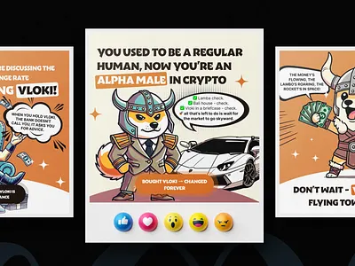 Banner for crypto meme token VLOKI 2d art artwork branding cryptocurrency doge graphic design illustration meme meme coin pepe solana token trend