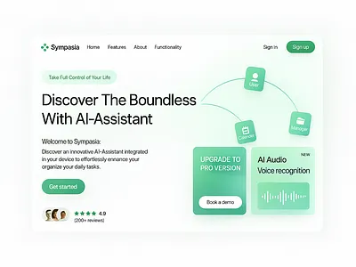 AI-Powered Productivity Reimagined — Landing Page Design ai ai assistant ai generation tool ai tool design ai tool website branding design hero page hero section illustration minimalistic saas ui user experience user interface web design website design