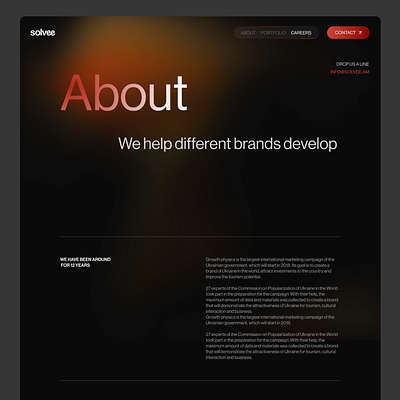 Website | Solvee about page design about section clean ui creative design design for saas digital product interface design minimal layout modern web product page responsive design saas website simple layout ui design ui ux user experience ux design web design web experience webflow site