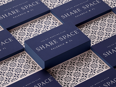 Share Space block blue brand branding business card coworking display identity logo pattern share sharing space spanish text texture tile typography wordmark