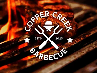 Copper Creek BBQ Circular Logo barbecue barbeque bbq bbq catering catering copper creek fire flame font food grill lock up lockup oldschool retro roasted typo typography vintage