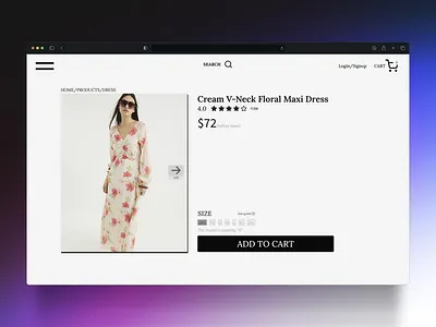 Single Product Page clothing desktop ecommerce minimal monochrome ui web