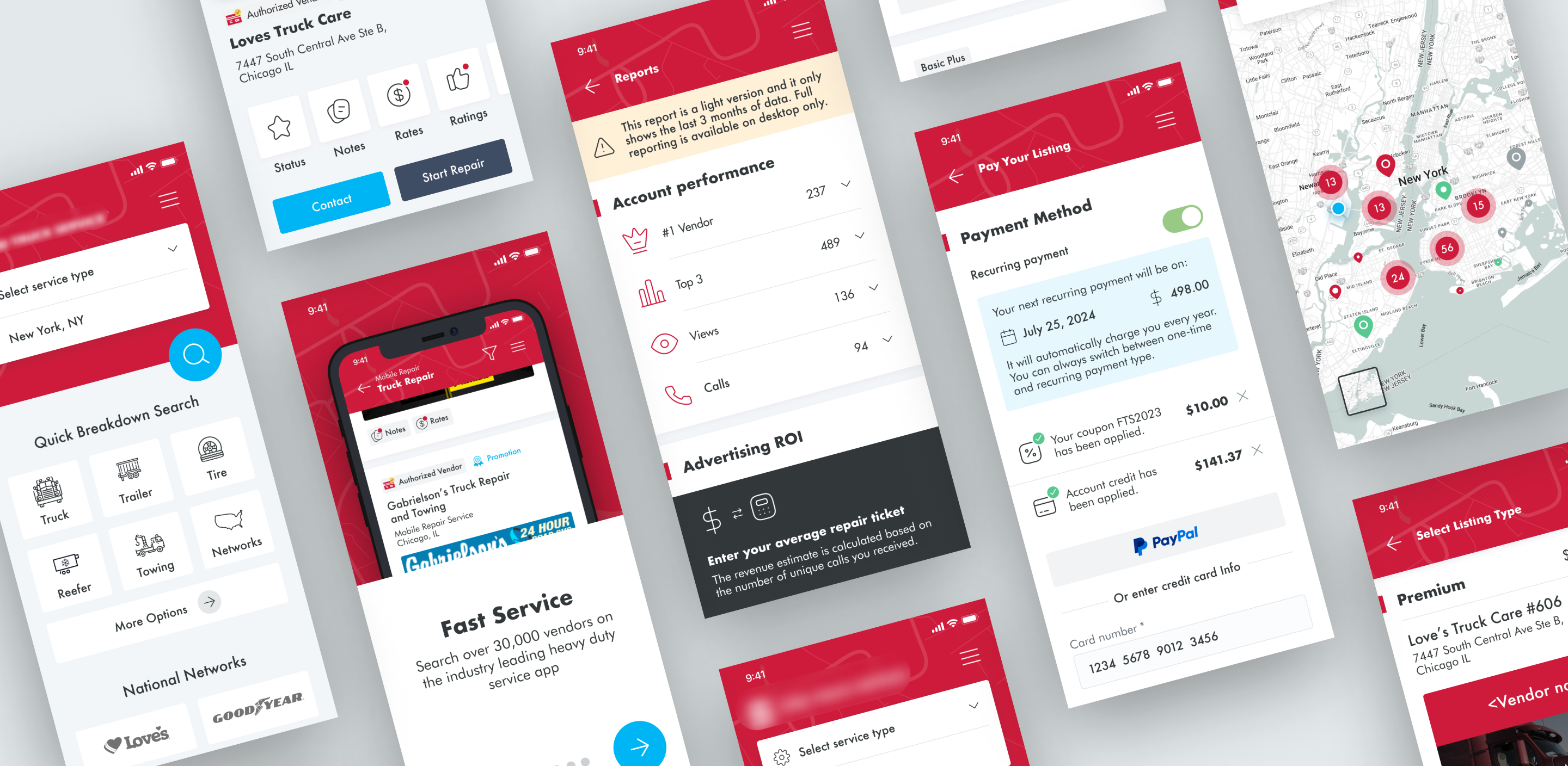 Find nearest service (Revolutionizing Trucking) application mobile mobile app truck ui user interface ux
