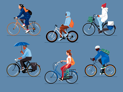 Cyclists abstract black bycicle character characters cycling cyclist cyclists different ethnicities illustration variety various vector white