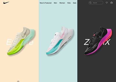 Nike Slider Effect animation branding design desktop home page homepage main page ui uiux ux