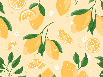 Summer Fresh Lemon Seamless Pattern Graphic by thanaporn.pinp · Creative  Fabrica