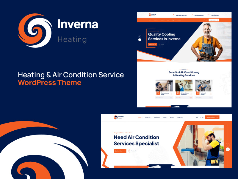 Inverna – Heating & Air Condition Service HTML Template air conditioning business clean contact forms customizable heating hvac installation intuitive uiux modern pricing professional repair responsive seo optimized services technical template testimonials user friendly