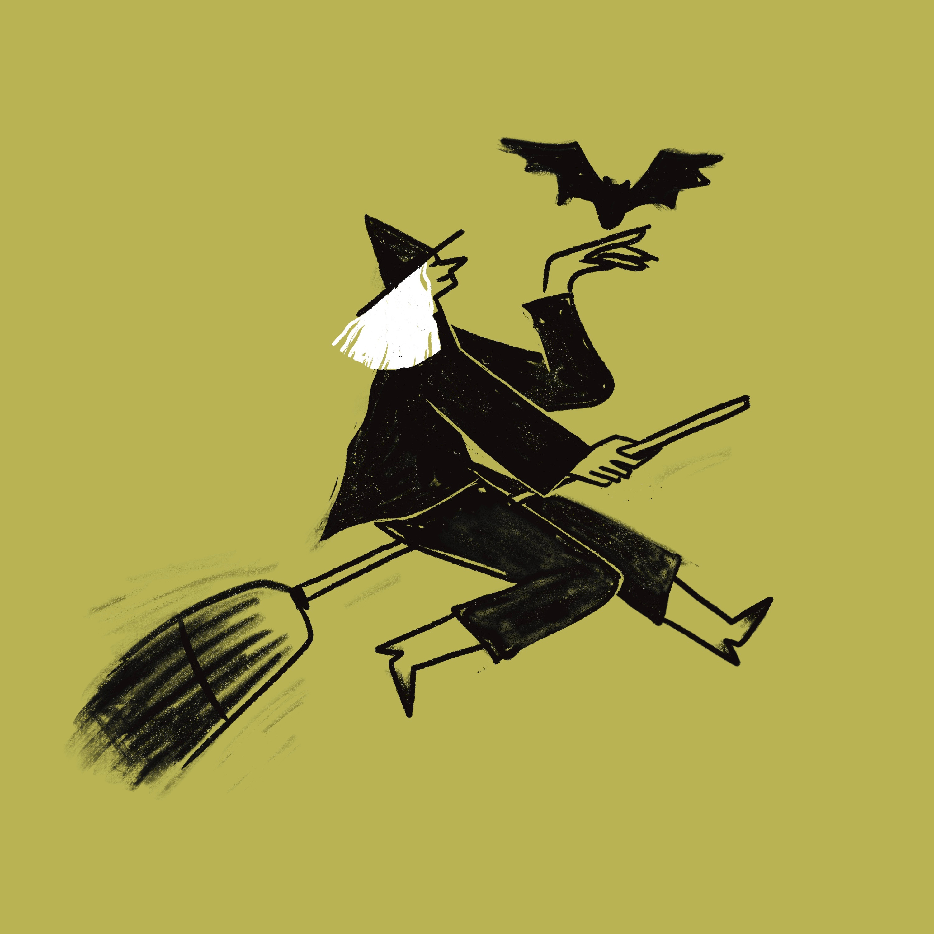 Witch character hand drawn illustration quirky sketch witch