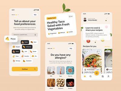 Cooking Recipe - Mobile App Design Proposal clean cooking design layout mobile mobile app mobile ui mobile ux recipe simple ui ux yellow
