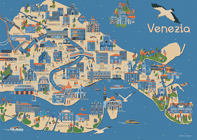 Venezia Map drawing editorial illustration map photoshop