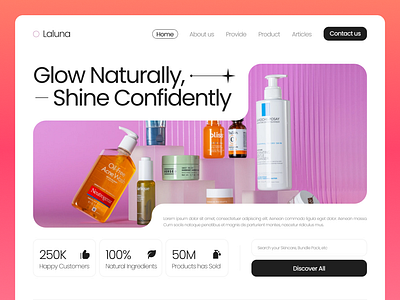 Skincare Website Design (laluna) beauty landing page beauty website design skin product skincare skincare landing ui ux