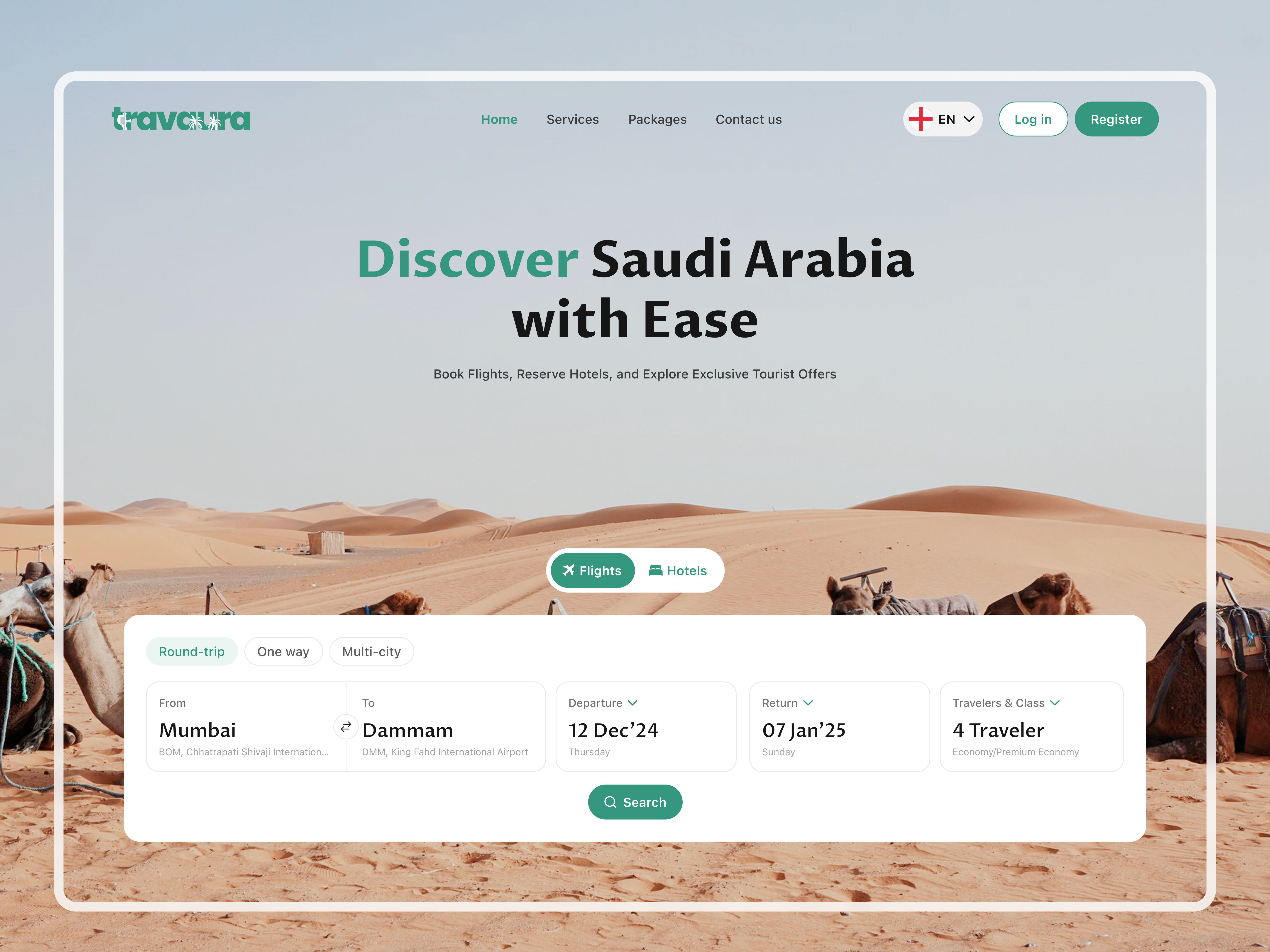 Travaura - Travel Booking Website Page adventure booking booking trip clean flight flight booking hotel hotels popular tourism travel travel booking websites travel web traveling trip trips ui vacation web design