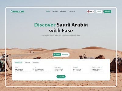 Travaura - Travel Booking Website Page adventure booking booking trip clean flight flight booking hotel hotels popular tourism travel travel booking websites travel web traveling trip trips ui vacation web design
