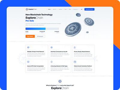 Blockchain Technology Landing Page 3d landing page blockchain clean design grid landing page layout startup ui design