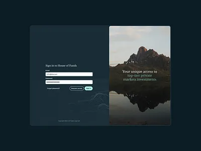 Sign-In Serenity finance full screen login minimal modern mountains sign up ui ux web app