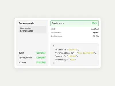Company details - API verification api beige close up code block details finance fintech product design ui verification