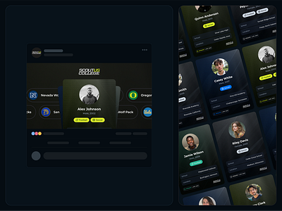 Funding the Future of Athletes app card dark darkmode id mobile product design social sport sports startup ui user ux