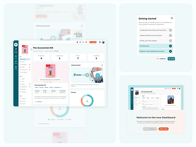 SaaS Dashboard for Flipbooks analytics clean ui dashboard getting started management minimal modal onboarding product saas ui web design welcome