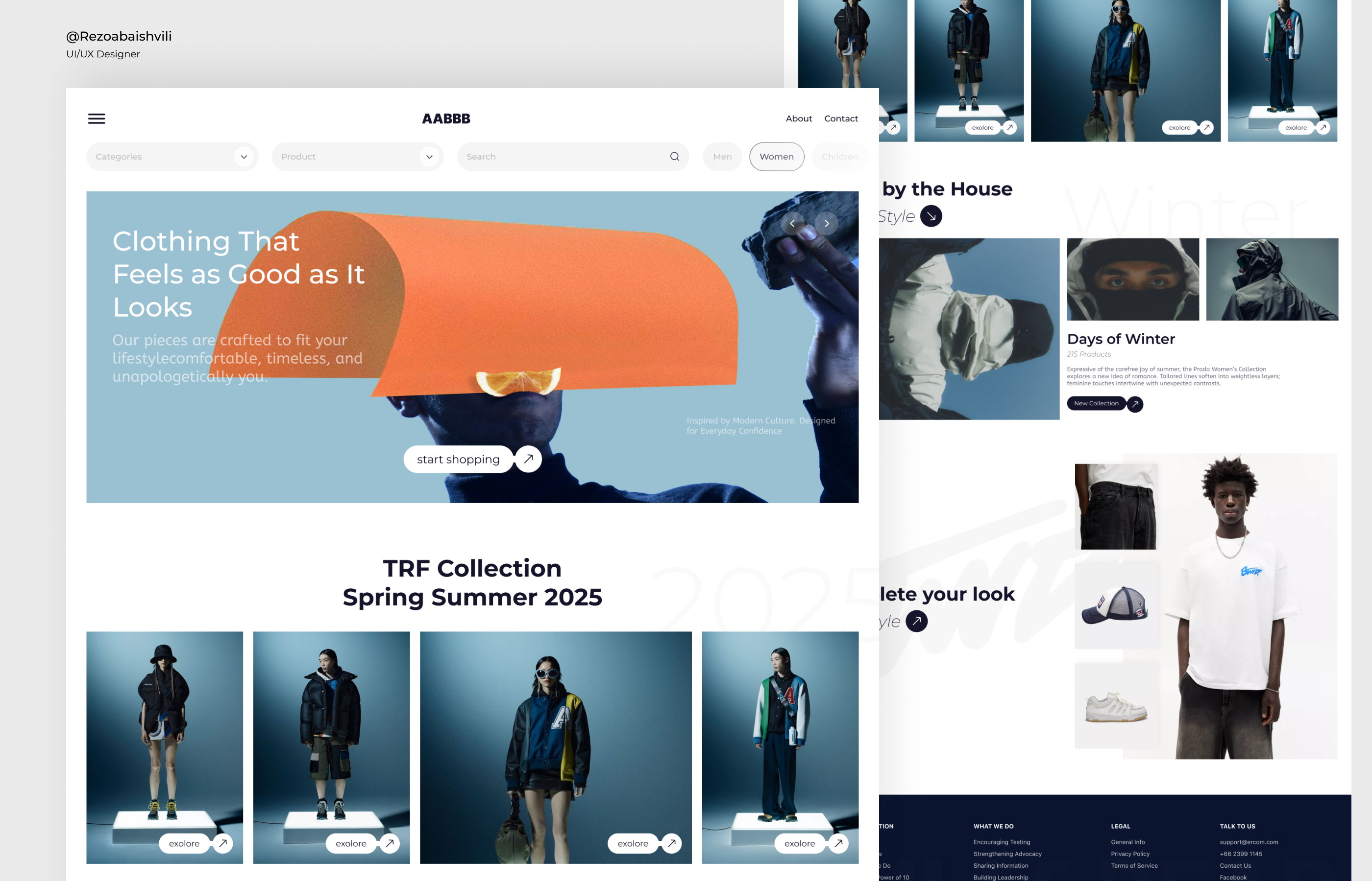 Fashion E-commerce Landing Page clean design fashion inspiration landing minimalism ui ux uxui web design