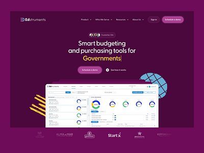 Hero Design for Edstruments animated app blue branding dark design graphic design hero landing modern page pink playful purple typography ui ux vector web website