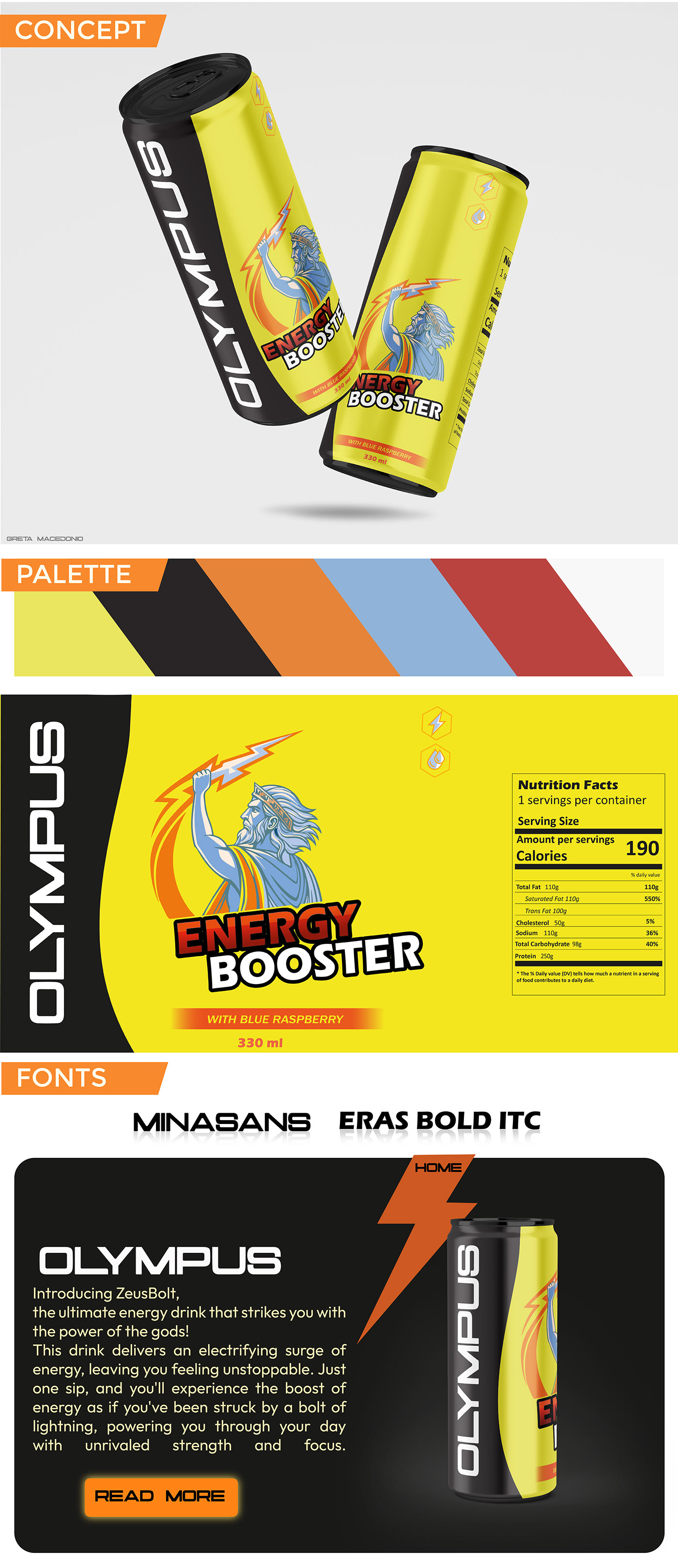 OLYMPUS - Energy Drink Concept Design branding concept design drink energydrink graphic graphic design identity illustrator mockup photoshop product visual