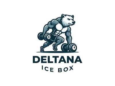 Gym Bear Mascot Lifting Weights Logo athlete