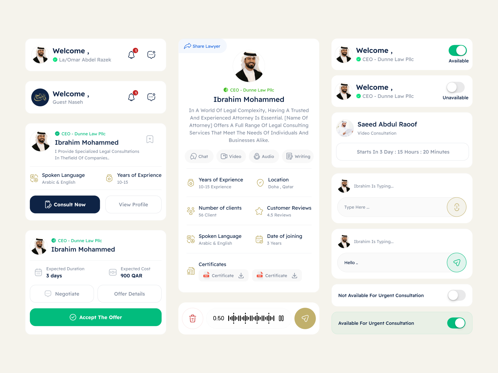 Naseh App – UI Components for Users & Lawyers ⚖️📱 ui