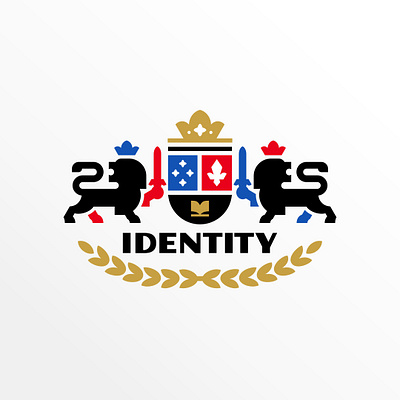 Coat Of Arm Lions Holding A Sword Geometric Logo animation book branding classic geometric graphic design heraldry illustration laurel wreath lion logo logo for sale mockup modern school university shield simple vector
