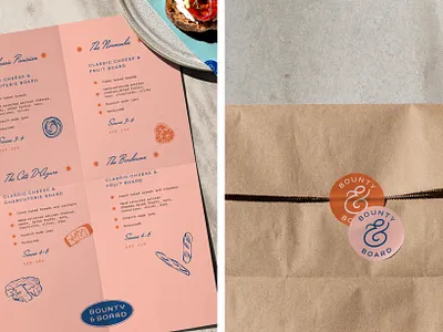 Brand identity design for Bounty & Board brand identity brand strategy color drawing food and beverage graphic design hand drawn handmade hospitality illustration logo luxury branding menu design packaging premium branding restaurant social media trendy typography web design