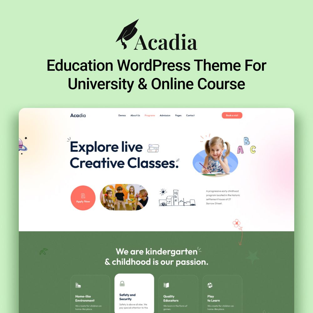 Acadia – Online Courses & Education Template agency app landing business corporate creative digital marketing marketing seo software theme startup