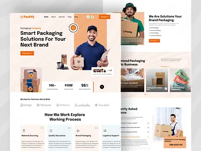 Packaging Solutions Company Landing page Ui Design boxes branding business company delivery f food packaging label landing material package packaging packagingdesign packagingsolutions paper productpackaging startup vendor web design website
