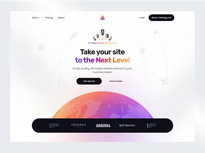 Next Level Sites Hero Design app branding clean design globe graphic design hero illustration logo minimal modern motion graphics saas space typography ui ux vector