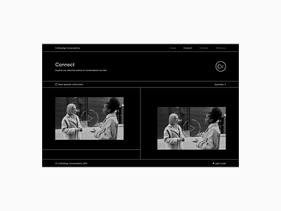 Cultivating Conversations (2021) black and white branding custom website dark and light mode development minimal squarespace web design